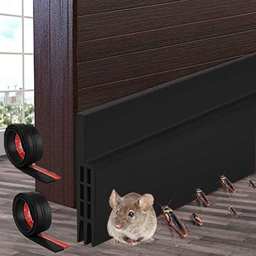 Burlete Puerta Entrada, HAOYUNLAI 2 Piezas Burlete Bajo Puerta Autoadhesivo, Silicona Tira de Sellado para Puertas Exteriores, Burletes para Puertas contra Corriente de Aire Antipolvo Agua (Negro)