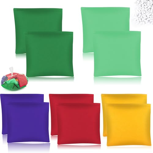 Phlognfy 10Pcs Kinder Sandsack Set, 10x10cm Sitzsäcke Werfen, Toss Game Bunte Sandsack, für Kinder Outdoor Garten, Camping, Rasenspiele