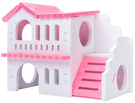 Maison pour hamster en bois naturel pour petits animaux, maison chaude pour gerbilles chinchillas bois naturel sans odeur maison hamster village
