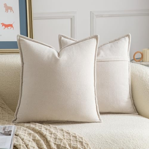 MADIZZ Set med 2 st Dekorsiktiga Chenille Kuddfodral Mjukna Boemiska Kuddöverdrag Modern Heminredning för Soffa Vardagsrum Sovrum Beige 50x50 cm