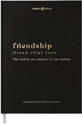 LEBENSKOMPASS Freundebuch für Erwachsene SOULMATE - Ein Erwachsenen Freundebuch Leinen mit für 30 Freunde, abwechselnden Vorlagen & extra Gemeinschaftsseiten, A5 Hardcover mit Goldveredelung