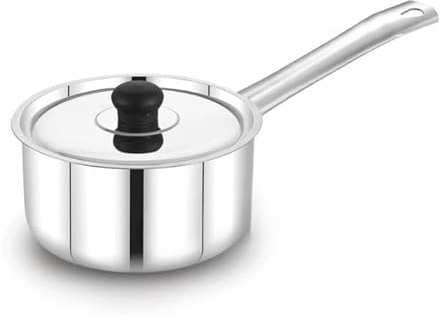 BishtHub Stainless Steel Sauce Pan With Lid Sauce Tea Saucier Coffee Pot Cookware Kithcen Item Cooking Items- 1500 ML