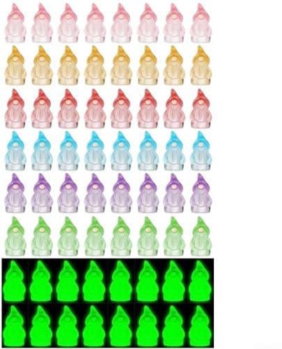Lot de 60 mini nains phosphorescents en résine pour décoration de jardin, ville féérique miniature et utilisation en extérieur résistant aux intempéries