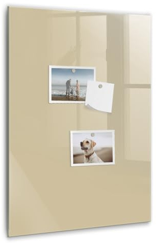 Hochformat Glas-Magnetboard | Magnetisches Whiteboard aus gehärtetem Glas | Mit Neodym-Magneten & modernem Design - 40x60cm Beige