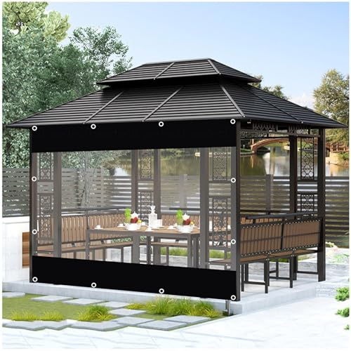 Transparente PVC-Planenvorhänge, 0,5 mm, wasserdichte Seitenteile für Pavillon und Carport, transparente Plane, B x H 2,6 x 2,8 m