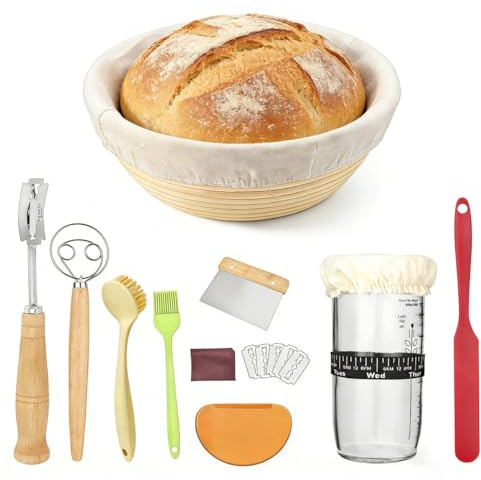 Bread Proofing Basket Set, 16Pcs Sourdough Starter Kit, Sourdough Bread Making Kit Suitable for Family Restaurant Kitchen Breads Making