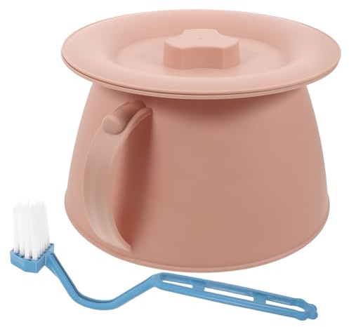 BESTOMZ Orinal Portátil para Mujeres Mayores con Tapa y Cepillo, Urinario de Plástico Engrosado para Adultos, Orinal de Cama Cómodo y Multifuncional para Uso en Hogar y Hospital