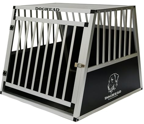 DOGHEAD Hundetransportbox Ecoline, Single 80x85x69 cm, Schwarz, Aluminium, Beidseitig Abgeschrägt 75°, Nicht für Kombis geeignet