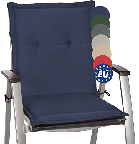 Beautissu Niedriglehner Auflage Gartenstuhl 100x50x6 cm Loft NL - Sitzkissen Niederlehner Rückenkissen niedrig Stuhlkissen Schaumkern Füllung Kissen Dunkelblau