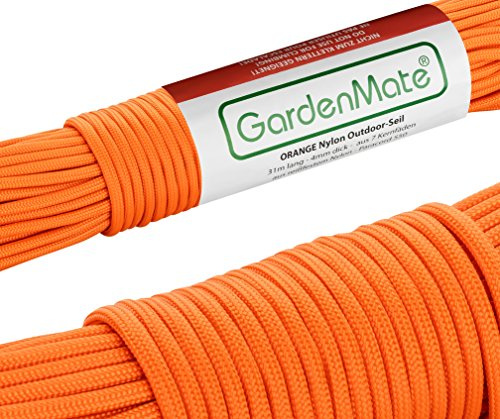 GardenMate Cuerda de Nailon para Exteriores Paracord 550 Profesional I 31 m Longitud 4 mm Grosor I Cuerda con Revestimiento y núcleo de 7 Hilos de Nailon Resistentes al desgarro