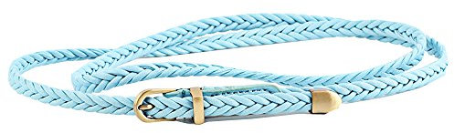 Cheerlife Damen Schmaler Flechtgürtel 0,8cm Geflochten Gürtel Vintage Taillengürtel Kleid Belt Gürtel (Hellblau)