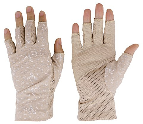JIAHG Damen Sommer Halbfinger Handschuhe Baumwolle Fahrradhandschuhe Kurz Spitzenhandschuhe Anti-Rutsch, Anti-UV Schutz, Dünn Sonnenschutz Fäustlinge Gloves für Fahren Outdoor Motorrad Radfahren