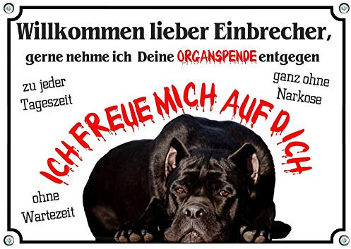 Petsigns Hundeschild mit Cane Corso - Warnschild Organspende - uv-beständig, DIN A5