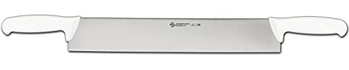 Ambrogio Sanelli Supra Color - Cuchillo de queso con dos asas, para queso de pasta Dura. Color: blanco. Hoja: lisa, de acero inoxidable nitro-b inoxidable nitrógeno. 40 cm.