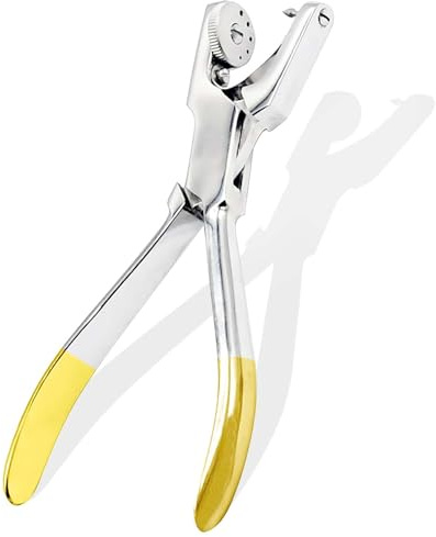 AAProTools Heavy Duty Revolving Punch Plier, Leather Hole Punch for Belts, Pet Collars, Handbags, Multi Hole Sizes (Milimeters): 0.8, 1.1, 1.4, 1.8, 1.9 & 2.1mm