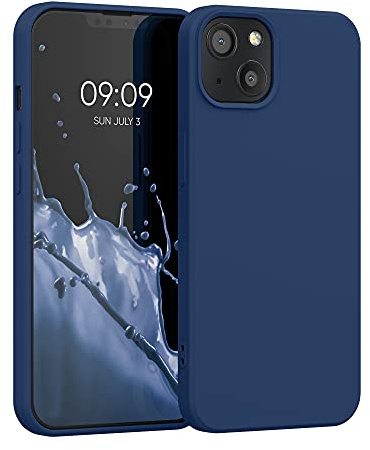 kwmobile Hülle kompatibel mit Apple iPhone 13 Hülle - gummierte TPU Silikon Handyhülle - Schutzhülle für kabelloses Laden - Case in Marineblau