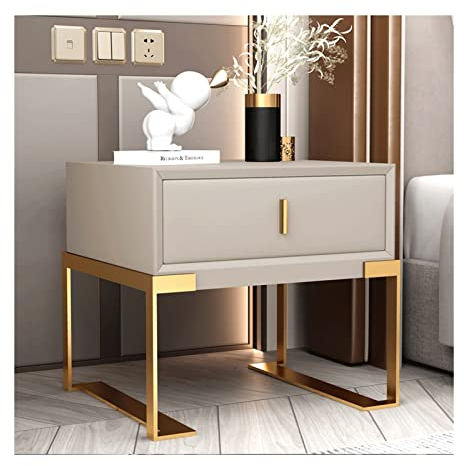 ZXFDM Nachttisch, Schlafzimmer, Nachttisch, Massivholz, Mini-Nachttisch mit Einer Schublade, Nachttisch mit goldenen Beinen/schwarzen Beinen (Schrankfüße: goldene Schrankfüße, Typ: 08)