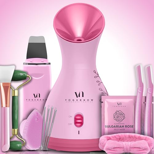 VogueNow Kit Spa per vaporizzazione del viso con 8 strumenti per la cura della pelle in omaggio | Vapore per la pulizia profonda del viso con modalità scalda-asciugamani e umidificatore