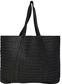 PIECES Damen Pcloma Straw Shopper Tasche, Schwarz, Keine Angabe EU