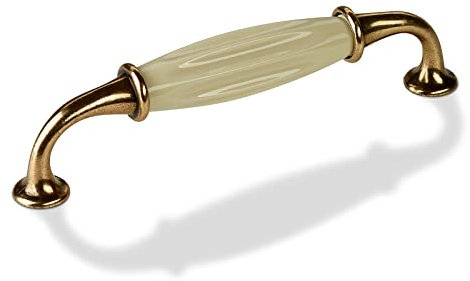 Tirador de porcelana SOTECH Tirador para mueble META porcelana crema blanco latón acabado antiguo BA 128 mm