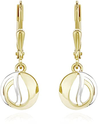 NKlaus Paar Brisur Bicolor Ohrhänger 375 Gelb Gold 9 Karat glanz 10x8mm Damen Ohrringe 13282