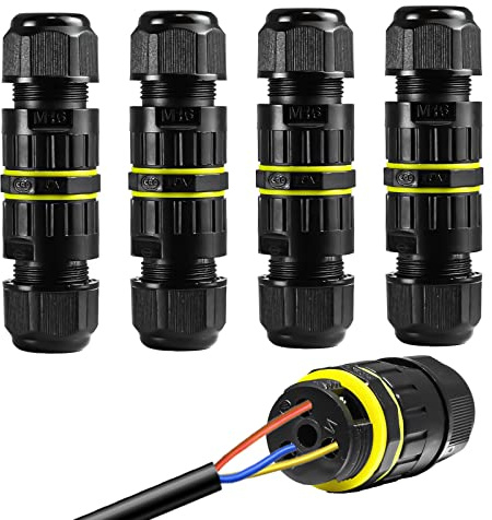 FEMBW Empalmes Cables Electricos Impermeable IP68 de 3 Polos, Caja de Conexiones Impermeable para Exteriores Para Cables de Ø3,55-10 mm (4 Piezas)