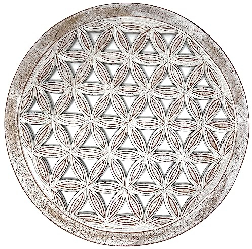 Trintura Blume des Lebens Wanddeko Holz Dekoratives Wandbild, Lebensblume Deko, Perfekt für Meditation, Yoga und Heimdekoration lebensblume bild holz (60 cm)