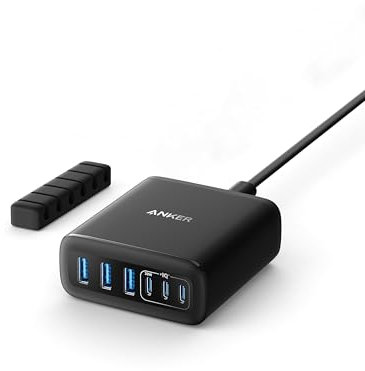 Anker USB-C Ladegerät, 6 Port Ladestation mit 112W Ausgang Leistung, Für iPhone 16/16 Plus/16 Pro/16 Pro Max/15/14/13/12 Series, MacBook Air, Pixel, Galaxy, iPad, und mehr (Ohne Ladekabel)