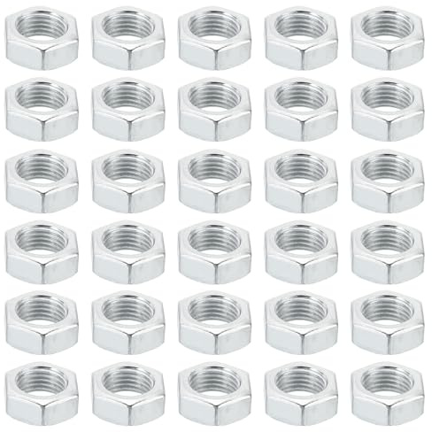 PATIKIL M10x1.0 Stahl Sechskantmuttern 60 Pack Metrische Gewinde 6mm Höhe | Verzinkt Beschläge Muttern Schraube Bolzen Befestigungsteile Lampen Maschinen Reparatur