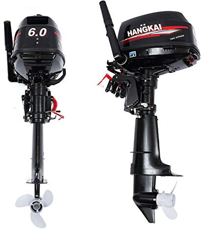 Utombordsmotor, 6 hk 2-takts utombordsmotor, båtmotor, vattenkyld kort skaft bensinmotor 2-takts 6 Hp, svart, för fiskebåtar, gummibåtar och gummibåtar