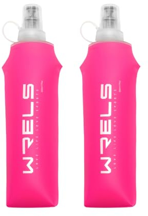 WRELS TPU Soft Flask Lightweight Portable Reusable Water Bottle,BPA Free Collapsible Flask for Hydration Pack in Running Hiking Cycling and Marathon