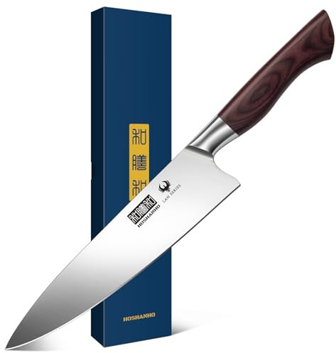HOSHANHO 8 Inch Chef Knife for Cooking, Super Sharp High Carbon Stainless Steel Kitchen Knife, Professional Japanese Knife with Durable Wood Handle