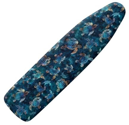 HOWILATH Blue Turtle Ironing Board Cover 125 x 45cm Universal Stretchy Iron Board Cover, Non-slip Thick Iron Board Cover, Easy to Clean-L