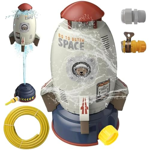 Rocket Wassersprinkler Kinder Outdoor,Wassersprinkler+5M Schlauch,Water Rocket Sprinkler,Wasserspielzeug Garten,Water Rocket Sprinkler Garden Toy,Rasensprenger Kinder,Water Rocket (Raketen Grau)