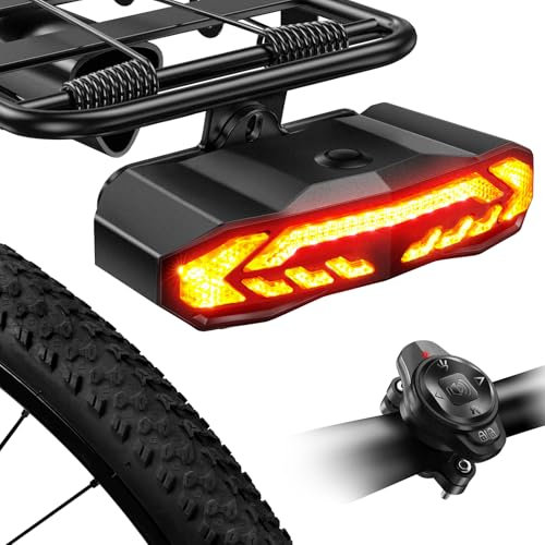 ZEXMTE Bike Tail Light with Turn Signals and Brake Light, Rechargeable Bike Alarm Anti Theft with Remote, Bicycle Horn & Bike Turn Signals for Bicycle/Scooter/Ebike Auto On/Off, IP65 Waterproof