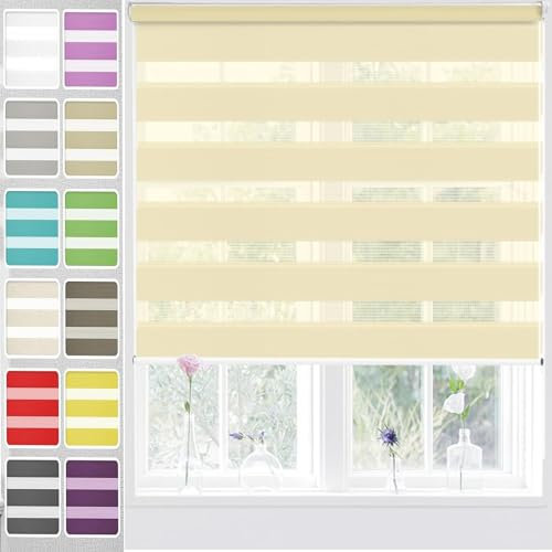 Verdunkelungsrollos 40 x 200 cm, Verdunkelungsrollo, Fensterrollo mit Metallträger, für Kinderzimmer, Schlafzimmer und Reisen, Beige