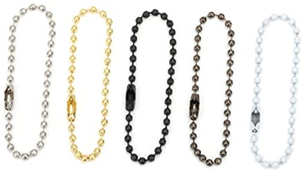 SEWACC Metal Bead Steel Chain Keychain 50PCS 2.4mm Thick Adjustable Length Tag Chain Connector Clasp for DIY Key Rings and Dog Tags