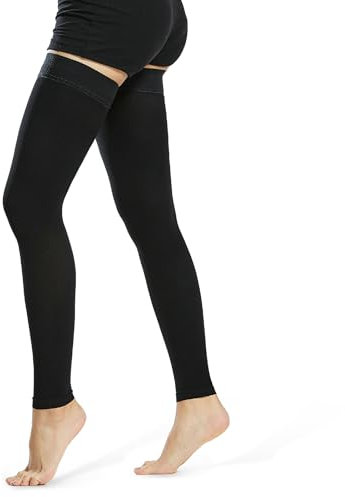 Beister Calze mediche a compressione senza piedi, per donne e uomini, rigide 20-30 mmHg, calze di supporto graduato con fascia in silicone a pois, calze ad alta compressione per vene, edema, TVP