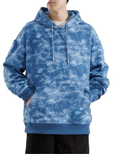 Camisa de Hombre Cuello de Invierno Sudadera de Cuello Medio Alto de Felpa de Doble Cara Top con Cremallera-Blue-M