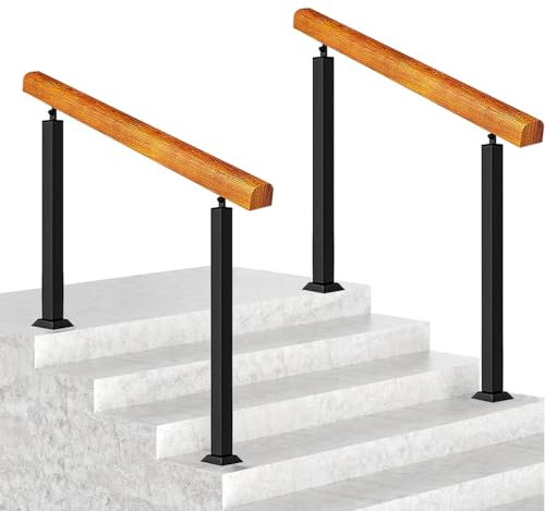 Holz-Leiter für Treppen, Bodenmontage, Treppenhandgeländer für 3 4 Stufen, Innen- und Außenbereich, Übergangshandlauf für Deck, Garten, höhenverstellbar, Farboptionen erhältlich