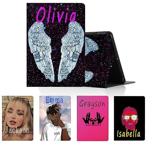 Yimctoie Schwarz Personalisierte Tablet Hülle für iPad 9/8/7 10,2 Modell 2021/2020/2019, 9,/8,/7, Generation,Cool Sänger Rapper Muster mit Personalisiert SchutzHülle Text Individuelle Custom Case