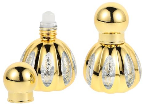 FRCOLOR 2pcs Refillable Perfume Bottles Travel Essential Oil Jars Roller Ball Vintage Glass Scent Storage for Home and Travel