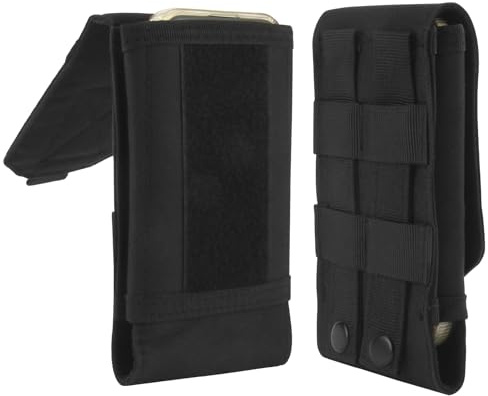 ltteea Tactical Molle Holster Phone Belt Pouch Mobile Phone Bag Case | Nylon Cell Phone Holder for iPhone 16 15 14 13 12 Pro Max Plus/Samsung/Moto/LG Men & Women Hiking, Work, Camping Outdoor