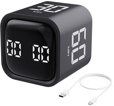 RALIYATX Temporizador de cubo, temporizador de inducción, temporizador electrónico de cuenta regresiva, recordatorios de tiempo de 5-10-30-60 minutos, temporizadores cúbicos, color negro