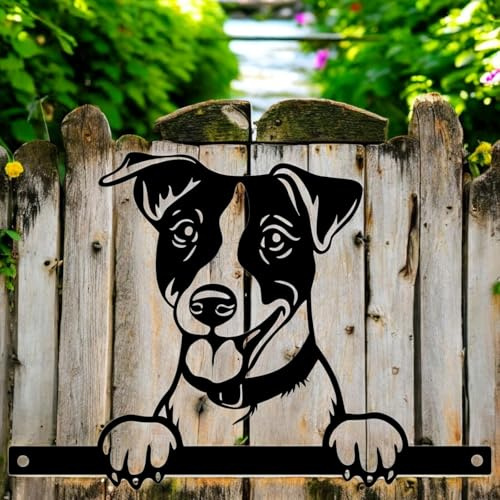 Epsom Door Handle Metal Jack Russell Peeking Dog Silhouette 22.5cm X 32cm Durable Outdoor Indoor Wall Art for Garden Fence or Home Décor