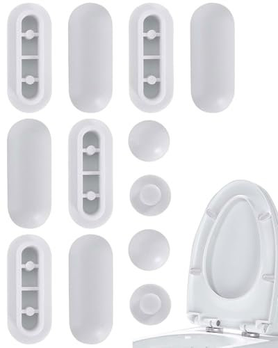 BARRU 12Pcs Amortisseur Universel WC, tampons pour abattant de WC,Tampon Universel pour Siège de Toilette Kit D'amortisseurs,8 Tampons Anneaux+4 Tampons Couvercle Pour la maison,le bureau etg