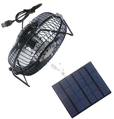 GRIRIW 3.5w Solar Powered Usb Mini Cooling Fan Quiet Rotation Portable Desk Fan for Home Office Chicken House Greenhouse Solar Panel with Head
