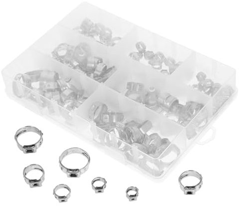 SHINEOFI 1 Ensemble Kit Assortiment de Colliers de Serrage de Tuyau Inoxydable pour Applications Automobiles de Tuyauterie avec Mécanisme de Serrage