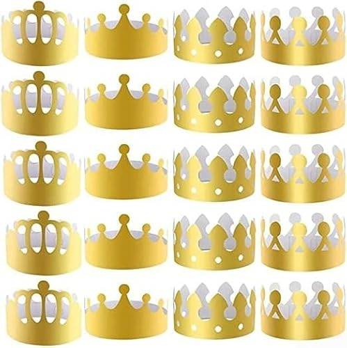 Corone di carta dorate, confezione da 20 cappelli regolabili accattivanti per compleanni e matrimoni