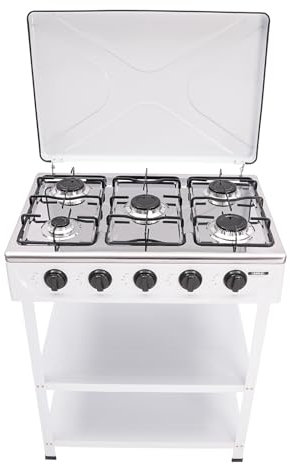 Plaque de cuisson à gaz à 5 feux, plaque de cuisson en émail intégrée, cuisinière à gaz autonome, allumage manuel pour gaz naturel, très efficace et économe en énergie